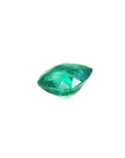 GIA certified loose natural Colombian emerald cushion cut, underneath girdle and pavilion view