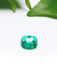 GIA certified loose natural Colombian emerald cushion cut, upside down pavilion view
