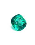 Cushion cut loose emerald from muzo Colombia, left side table and crown view