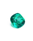 Sparkling 2.06 carat cushion cut Muzo Colombian emerald with a medium-deep bluish-green color.