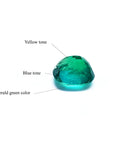 2.06 carat cushion cut Muzo Colombian emerald with medium-deep bluish-green color.
