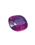 Cushion cut loose natural ruby 1.18 carats Mozambique, right upside table and crown visibles