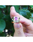 1.99 Carats natural GIA certified untreated men's pink sapphire ring bezel set and diamonds 18K yellow gold