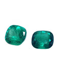 Matching pair cushion cut loose colombian emeralds ideal for a unique design of high quality earrings.