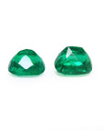 Matched pair of cushion cut 3.36 carat genuine green loose emeralds from Muzo mines.