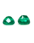 Matched pair of cushion cut 3.36 carat genuine green loose emeralds from Muzo mines.