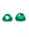 Matched pair of cushion cut 3.36 carat genuine green loose emeralds from Muzo mines.