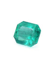 2.95 ct square natural Colombian emerald with bright medium green hue and crystalline clarity.