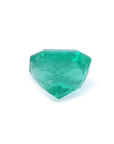 Natural square emerald from the Muzo mines Colombia, underside girdle and pavilion visibles