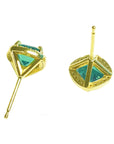 14k yellow gold emerald stud earrings, upside down for an underside view