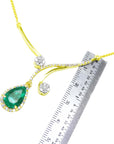 Emerald necklace May's birthstone sourced from the Muzo mines in Colombia a natural pear cut 2.96 carats