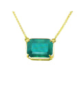 Colombian emerald necklace 5.52 carats natural sourced from the Muzo mine, set in a handcrafted 18k yellow gold frame