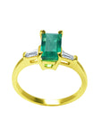 Emerald-cut and side baguette diamond ring for ladies
