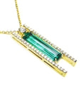 Emerald necklace natural Colombian emerald sourced from the Muzo mines with accent natural diamonds, in 14k yellow gold