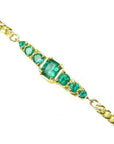 Women's bracelet natural Colombian emeralds, 14k yellow gold 1.20 ct. total weight, sparkling medium deep green.
