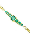 Women's bracelet natural Colombian emeralds, 14k yellow gold 1.20 ct. total weight, sparkling medium deep green.