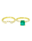 1.39 carat emerald bridal ring set with matching diamond band in 14K gold.