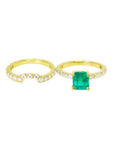 1.39 carat emerald bridal ring set with matching diamond band in 14K gold.