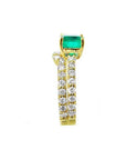 1.39 carat emerald bridal ring set with matching diamond band in 14K gold.