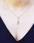 Natural Emerald briolette necklace from the Muzo mines with a natural diamond on top slider bail and 18" inches chain