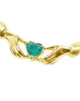 Yellow gold claddagh necklace heart cut natural Colombian emerald Muzo mines crafted in 14k yellow gold