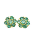 Pair of natural colombian emerald cluster earrings made of 18k yellow gold.