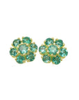 Pair of natural colombian emerald cluster earrings made of 18k yellow gold.