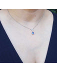 1.05 ct. Natural Sapphire Necklace Medium Dark Blue with Diamonds 14K White Gold