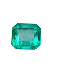 Emerald-cut Muzo Colombian loose emerald, front side table and crown visibles