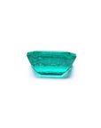 4.18 carat emerald-cut loose Colombian emerald with vibrant bluish-green color.