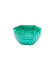 Emerald-cut Muzo Colombian loose emerald, underside position girdle and pavilion visibles