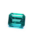 Gia certified emerald-cut loose Colombian emerald Muzo born medium deep green hue.
