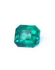 Emerald-cut 2.76 ct. Muzo mine loose emerald front left side table and crown view