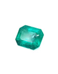 Emerald-cut loose Muzo colombian emerald 1.57 ct. front left side table and crown view