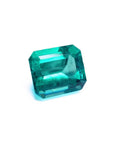Gia certified emerald-cut loose Colombian emerald right side view