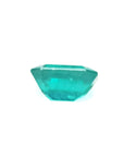 Emerald-cut loose Muzo colombian emerald 1.57 ct. underside girdle and pavilion view