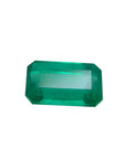 2.55 carat loose natural Colombian emerald with a medium deep green hue and rectangular emerald cut.