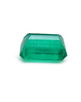 Emerald-cut natural loose colombian emerald, upside down pavilion exposed