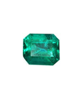 Emerald-cut loose natura colombian emerald 1.41 ct. front side table and crown view