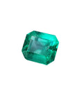 Emerald-cut loose natura colombian emerald 1.41 ct. front left side table and crown view