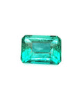 Affordable loose Colombian emerald rectangular emerald-cut and originates from the Muzo mine.