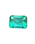 Affordable loose Colombian emerald rectangular emerald-cut and originates from the Muzo mine.