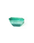 Affordable emerald-cut loose Colombian emerald underside girdle and pavilion view