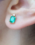 Mother's Day gift emerald stud earrings