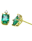 Yellow gold emerald stud earrings