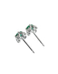 14K white gold emerald and diamond tulip stud earrings with push backs.