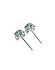 14K white gold emerald and diamond tulip stud earrings with push backs.
