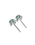 14K white gold emerald and diamond tulip stud earrings with push backs.