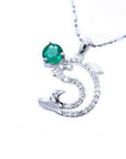 Fine jewelry dolphin pendant with natural emerald and diamonds wholesale
