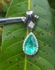 White gold emerald enhancer pendant necklace for ladies